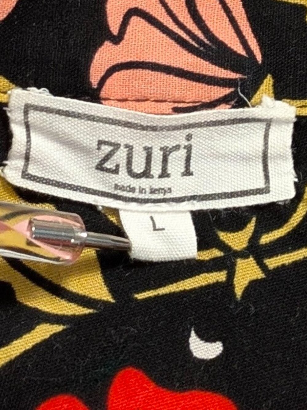 Zuri Red & Gold Cotton Dress Sz L - Picture 5 of 5